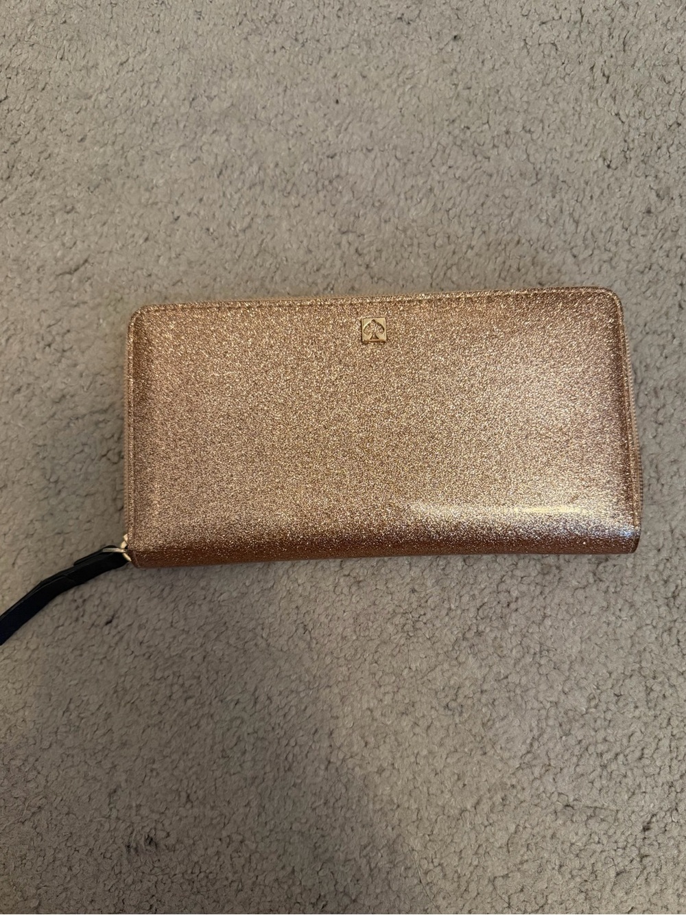 kate spade Rose Gold Glitter Zip-Around Wallet